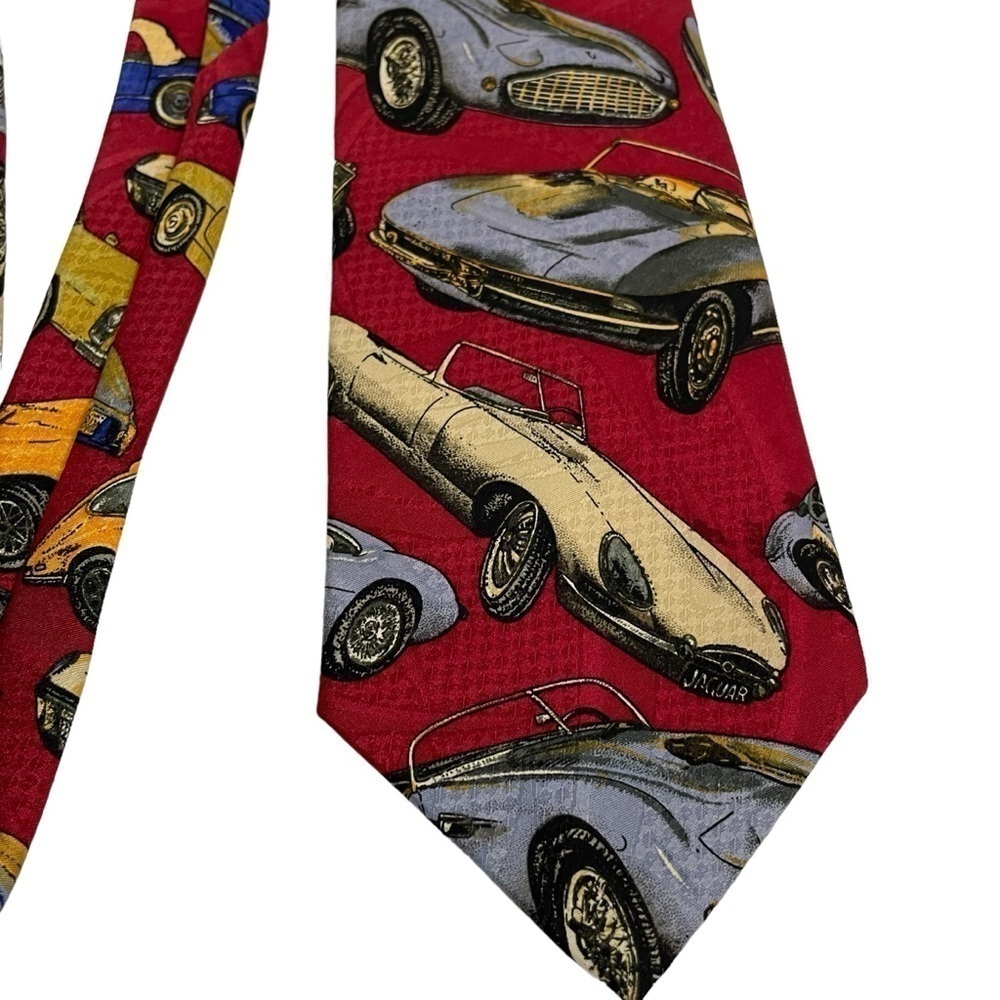 Protocol Vintage Cars Necktie Tie O/S Red Multicolour Cool Fun Office Party NWT